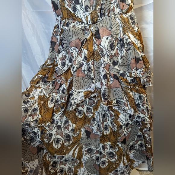 Vero Moda Brown and grey abstract Peacock polyester chiffon dress - Picture 5 of 8